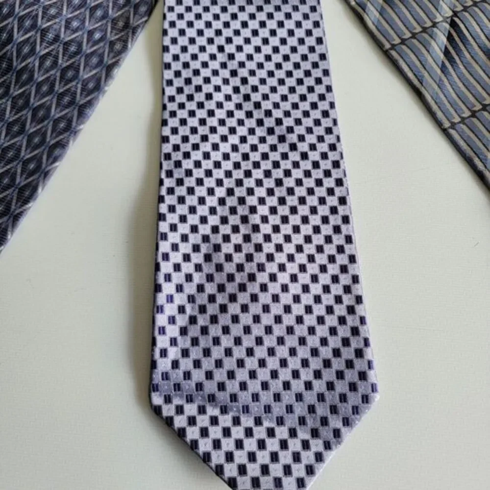 4 Murano Italia 100% Silk Bold Geometric Striped Neck Ties 60x4 Blue‎ Purple